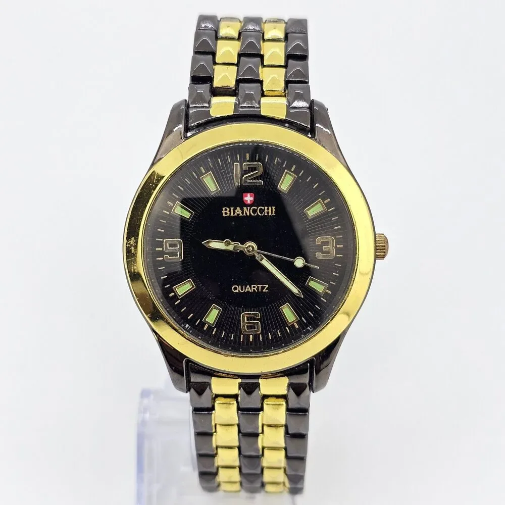 Men's Watch 38MM Black Dial Case Black Gold Bracelet 7.5